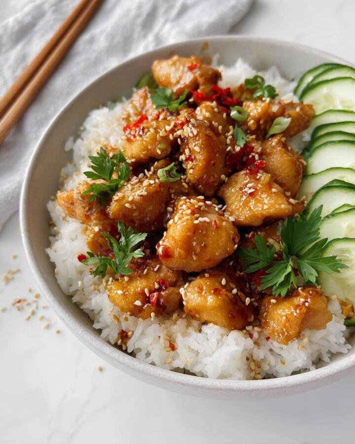 Honey Garlic Chicken Rice Bowl